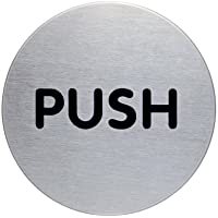 Durable 490065 Placa de puerta Picto redonda - Empuje- Ø 65 mm- plata metálica